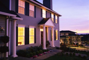 Tract House at Twilight