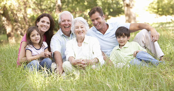 Portrait Of Extended Family Group In Park